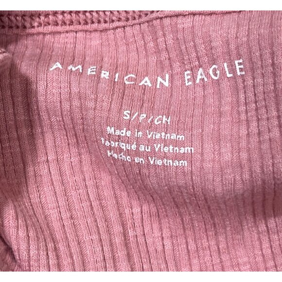 3 American Eagle Ribbed Tank Top Cross Back Cropped Small S Green Pink Yellow Bu - Picture 10 of 12